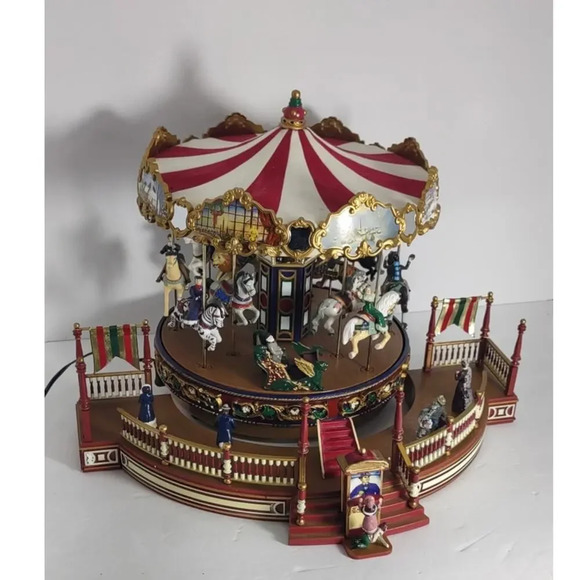 Vintage Mr Christmas Holiday Around The Carousel Music Lights Action - Picture 3 of 14